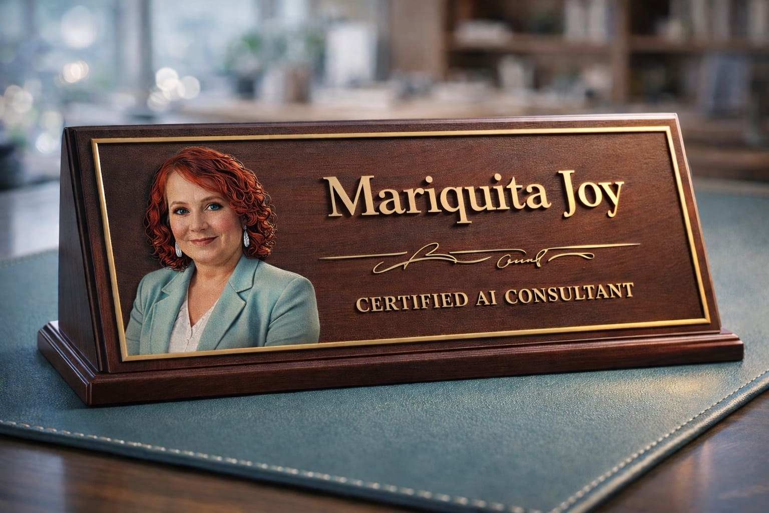 Mariquita Joy — Certified AI Consultant nameplate
